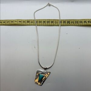 Carolyn Pollack Sterling Silver Turquoise Southwestern Pendant Necklace Signed